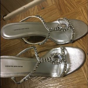 Silver crystal ball heels size 8 New!!